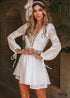 White Boho Lace Backless Dress